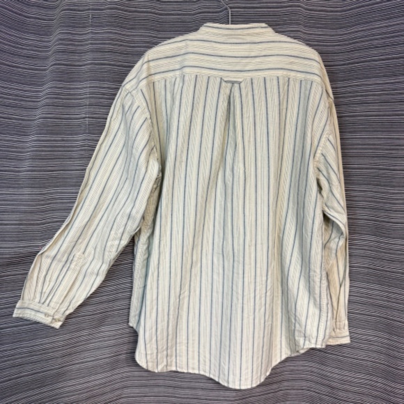 Baxter Brand Yellow/Blue Striped Cotton Collarless Shirt Size XL NWT - Picture 2 of 9
